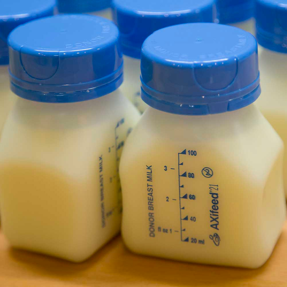 Bottles of human breast milk