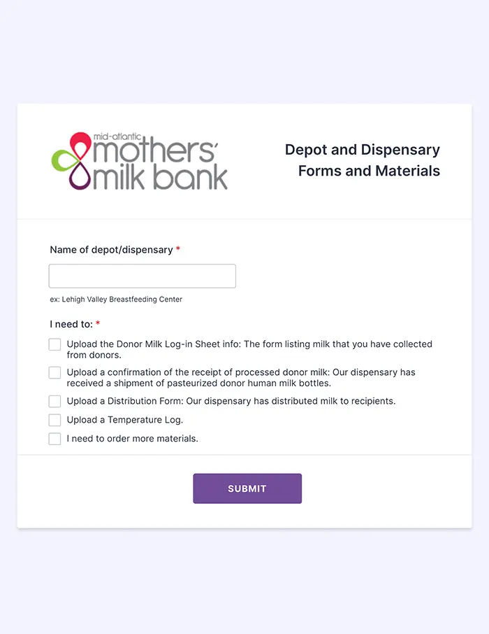 Depot and Dispensary Forms and Materials Form